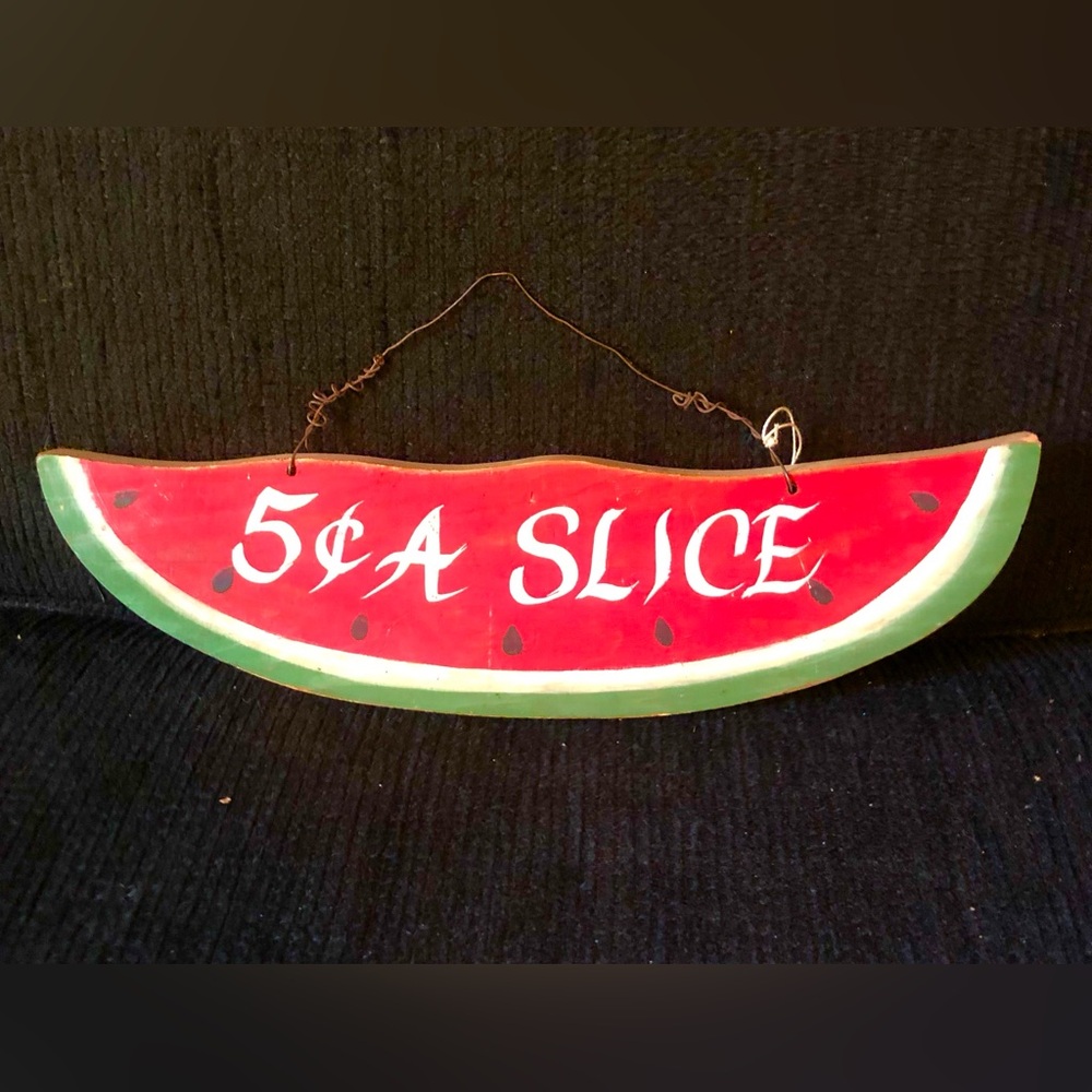 11048 VTG Wooden Watermelon Sign Hand Painted Prim Style Cottage Farm Grandma